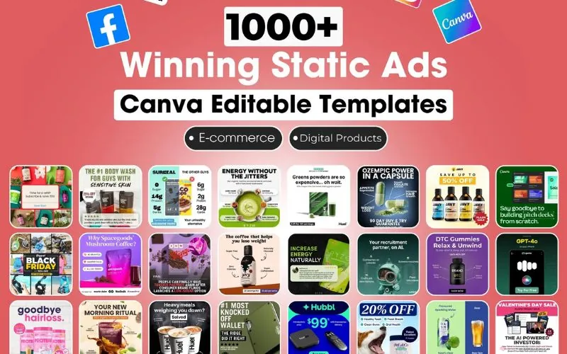 Canva Ad Templates Bundle: 1000+ Facebook & Instagram Ads (PLR/MRR)