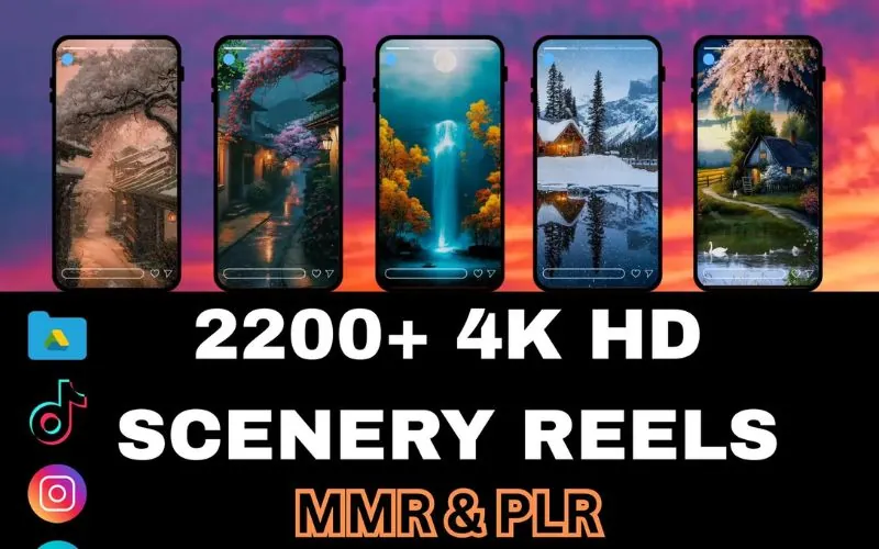 4K Scenery Video Bundle: Nature Reels, YouTube Shorts, TikTok Backgrounds PLR