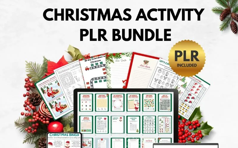 Christmas Activity PLR Bundle | 400 Holiday Worksheets, Games Coloring Pages | Canva Editable